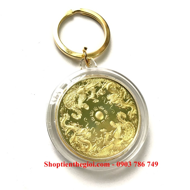 Móc Khóa Xu Long Phụng Vàng - SP000415 